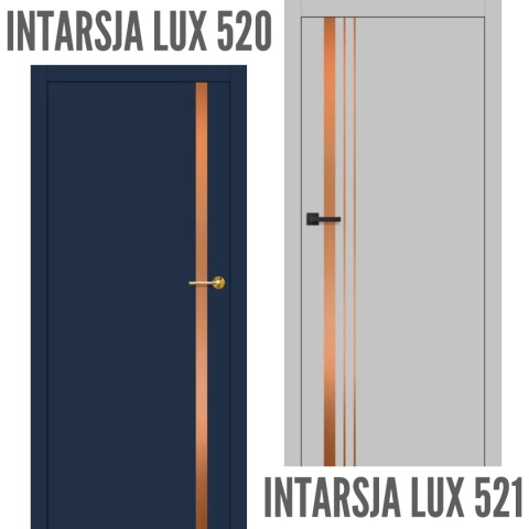 Drzwi Wewnętrzne Intarsja LUX Miedź szczotkowana Erkado Pełne