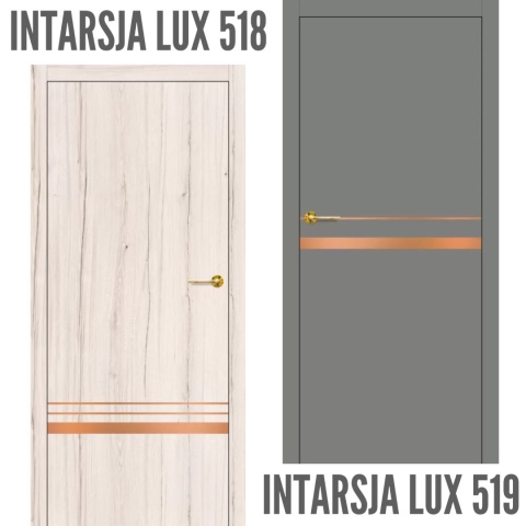 Drzwi Wewnętrzne Intarsja LUX Miedź szczotkowana Erkado Pełne