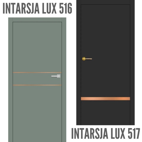 Drzwi Wewnętrzne Intarsja LUX Miedź szczotkowana Erkado Pełne