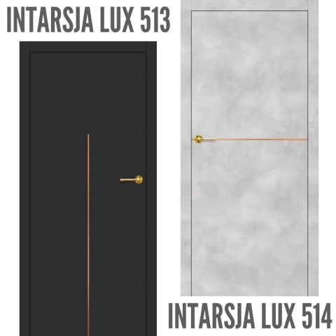 Drzwi Wewnętrzne Intarsja LUX Miedź szczotkowana Erkado Pełne