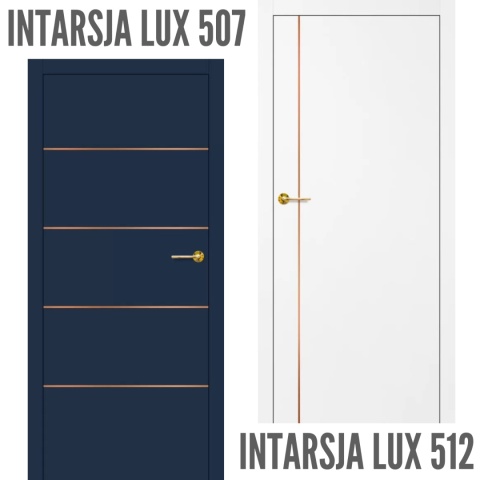 Drzwi Wewnętrzne Intarsja LUX Miedź szczotkowana Erkado Pełne