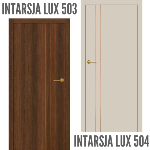 Drzwi Wewnętrzne Intarsja LUX Miedź szczotkowana Erkado Pełne