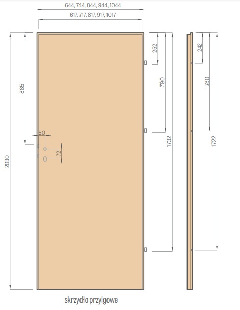 Drzwi Wewnętrzne Intarsja LUX Miedź szczotkowana Erkado Pełne