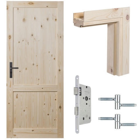 Drzwi drewniane Duo Szpros Pełne z Ościeżnicą Stałą lub Regulowaną Zestaw Pełne