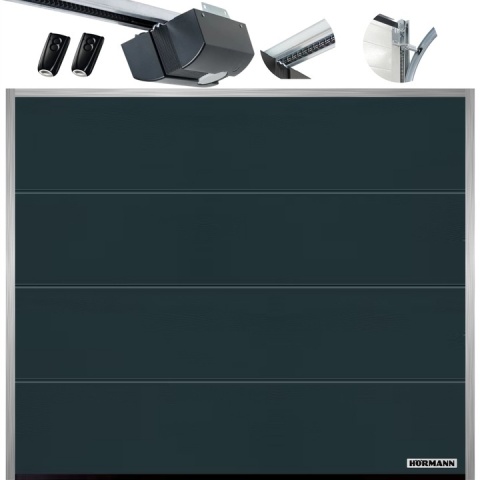 Brama 2500 x 2125 IsoMatic Garażowa Segmentowa Hormann z napędem Antracyt 7016 "L"