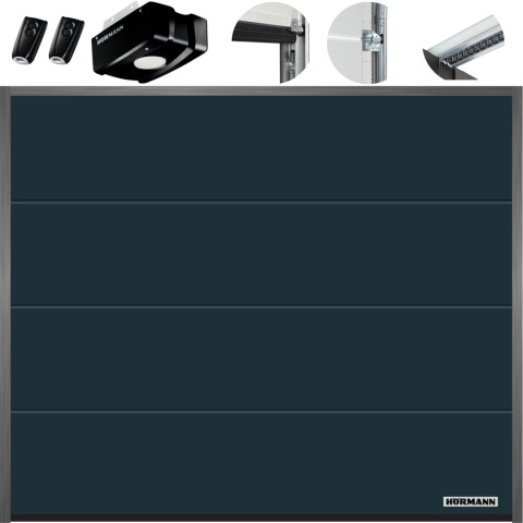 Brama 2500 x 2125 IsoMatic Garażowa Segmentowa Hormann z napędem Antracyt Planar CH7016 "L"