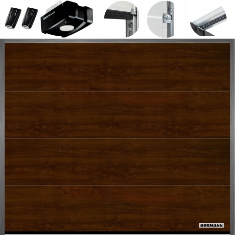Brama 2500 x 2125 IsoMatic Garażowa Segmentowa Hormann z napędem Dark Oak "L"