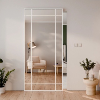 Drzwi Aluminiowe Białe Przesuwne z Ukrytym Systemem Przesuwnym LUSTRO 9 PÓL MODI 2