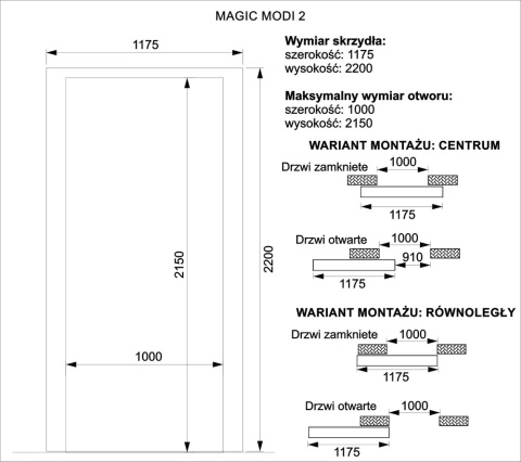Drzwi Aluminiowe Białe Przesuwne z Ukrytym Systemem Przesuwnym LUSTRO 5 PÓL MODI 2