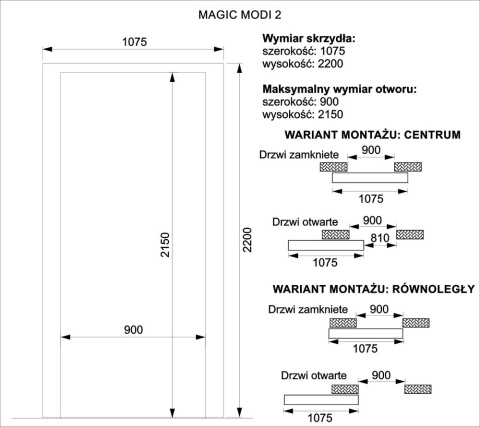 Drzwi Aluminiowe Białe Przesuwne z Ukrytym Systemem Przesuwnym LUSTRO 5 PÓL MODI 2