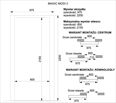 Drzwi Aluminiowe Białe Przesuwne z Ukrytym Systemem Przesuwnym LUSTRO 5 PÓL MODI 2