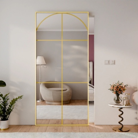 Drzwi Aluminiowe Złote Przesuwne z Ukrytym Systemem Przesuwnym LUSTRO ŁUK 2 MODI 2