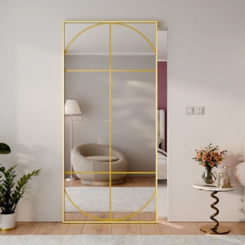Drzwi Aluminiowe Złote Przesuwne z Ukrytym Systemem Przesuwnym LUSTRO ŁUK 1 MODI 2