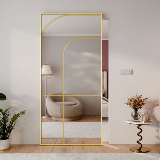 Drzwi Aluminiowe Złota Przesuwne z Ukrytym Systemem Przesuwnym LUSTRO ŁUK 3 MODI 2