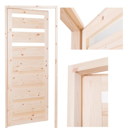 Drzwi drewniane Oktawa z Ościeżnicą Stałą Kornik Łazienkowe WC Zestaw