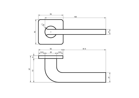 Klamka AURETTA SLIM rozeta kwadrat satyna mosiądz BLITZ Premium