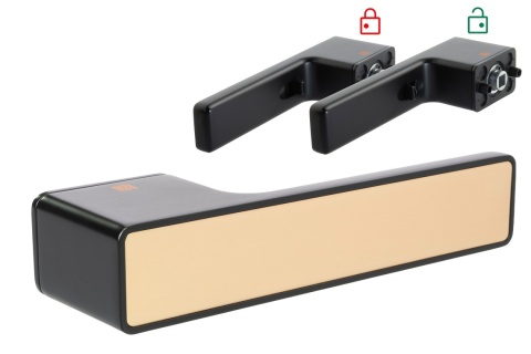 Klamka INTRA SMART Lock rozeta prostokątna czarny/satyna mosiądz BLITZ Premium