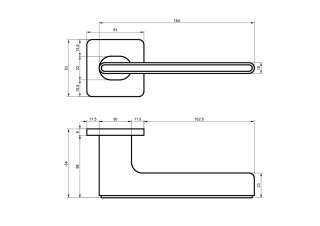 Klamka SALVIRO SLIM rozeta kwadrat czarny/satyna mosiądz BLITZ Premium