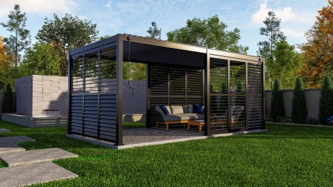 Panel Żaluzjowy Regulowany 113 cm - Pergola tarasowa MIRADOR 3,6m Deluxe i Premium 111 - Antracyt