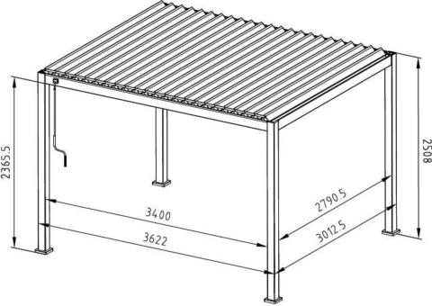 Pergola Tarasowa Deluxe 111 3 x 3,6 m Aluminiowa Wolnostojąca z Regulowanymi Lamelami Antracyt
