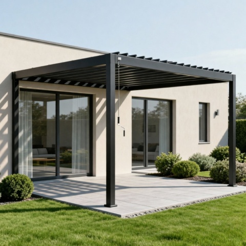 Pergola Tarasowa Deluxe 111 3 x 3,6 m Aluminiowa Wolnostojąca z Regulowanymi Lamelami Antracyt