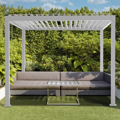 Pergola Tarasowa Deluxe 111 3 x 3 m Wolnostojąca Ogrodowa Full-Alu Biała
