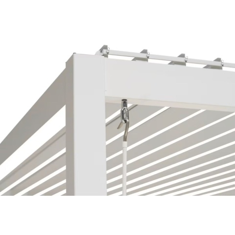 Pergola tarasowa aluminiowa Deluxe 111 3x3m biała wolnostojąca Full-Alu – widok boczny konstrukcji dachowej