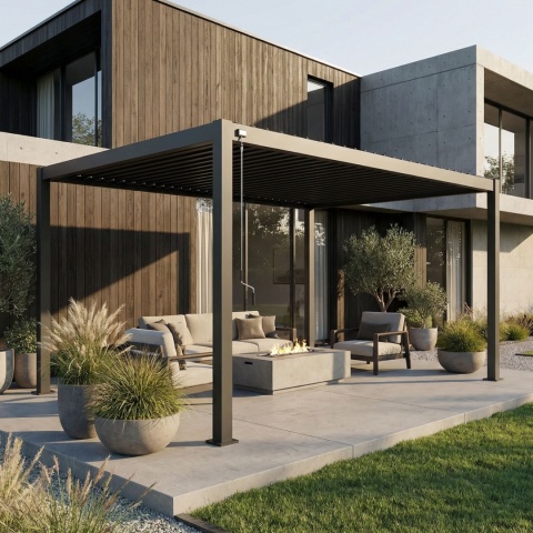 Pergola Tarasowa Deluxe 111 3 x 4 m Aluminiowa z Regulowanymi Lamelami Antracyt