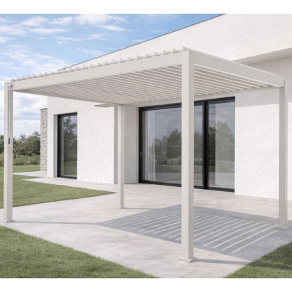 Pergola Tarasowa Deluxe 111 3 x 4 m Aluminiowa z Regulowanymi Lamelami Biała