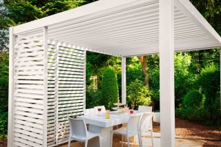 Pergola Tarasowa Deluxe 111 3 x 4 m Aluminiowa z Regulowanymi Lamelami Biała