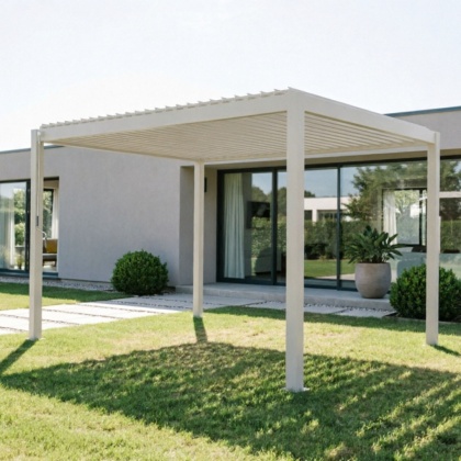 Pergola Tarasowa Deluxe 111 3 x 4 m Aluminiowa z Regulowanymi Lamelami Szara