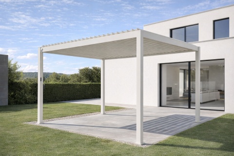 Pergola Tarasowa Deluxe 111 3 x 4 m Aluminiowa z Regulowanymi Lamelami Szara