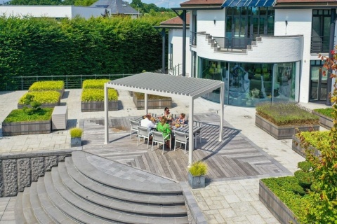 Pergola Tarasowa Deluxe 111 3 x 4 m Aluminiowa z Regulowanymi Lamelami Szara