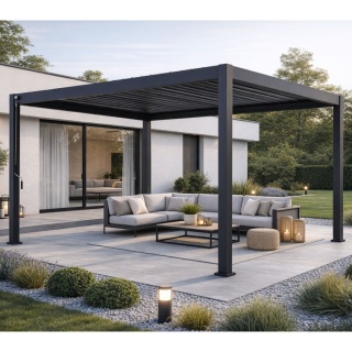 Pergola Tarasowa Premium 111 3 x 4 m Aluminiowa Wolnostojąca z Regulowanymi Lamelami Antracyt