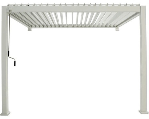 Pergola Tarasowa Premium 111 3 x 4 m Rama Aluminiowa z Regulowanymi Lamelami Szara | Montaż Do Ściany