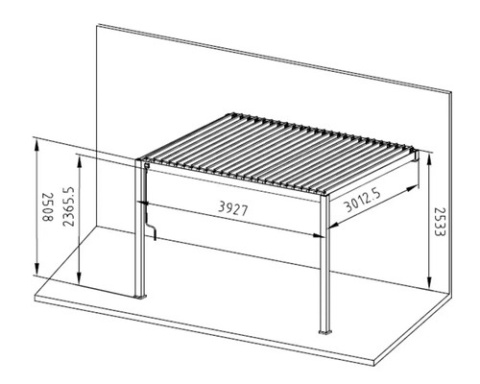 Pergola Tarasowa Premium 111 3 x 4 m Rama Aluminiowa z Regulowanymi Lamelami Szara | Montaż Do Ściany
