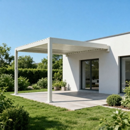 Pergola Tarasowa Premium 111 3 x 4 m Rama Aluminiowa z Regulowanymi Lamelami Szara | Montaż Do Ściany