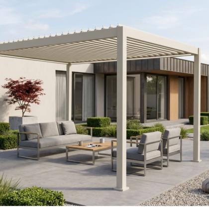 Pergola Tarasowa Premium 111 3 x 4 m Wolnostojąca Ogrodowa Rama Aluminiowa Biała