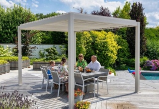 Pergola Tarasowa Premium 111 3 x 4 m Wolnostojąca Ogrodowa Rama Aluminiowa Szara
