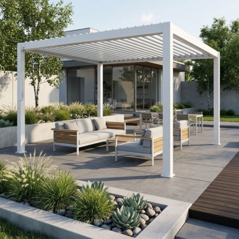 Pergola Tarasowa Premium 111 3 x 4 m Wolnostojąca Ogrodowa Rama Aluminiowa Szara