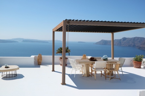 Pergola Tarasowa Premium 111 3 x 4 m Wolnostojąca Ogrodowa Rama Aluminiowa Dąb