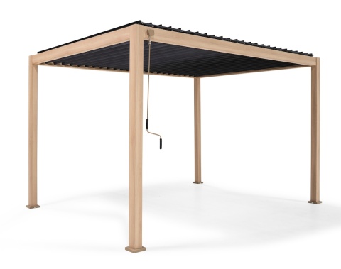 Pergola Tarasowa Premium 111 3 x 4 m Wolnostojąca Ogrodowa Rama Aluminiowa Dąb
