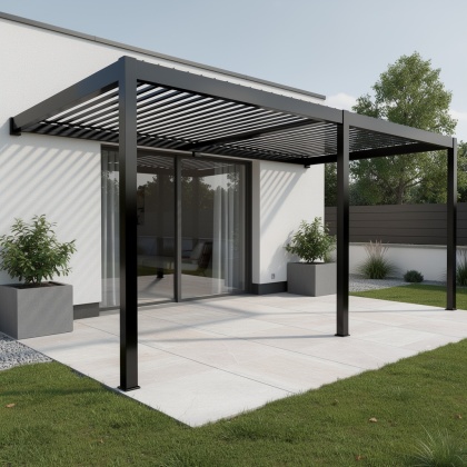 Pergola Tarasowa Deluxe 111 3 x 5,3 m Aluminiowa z Regulowanymi Lamelami Antracyt