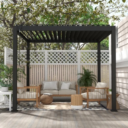Pergola Tarasowa Deluxe 111 3 x 3 m Wolnostojąca Ogrodowa Full-Alu Antracyt