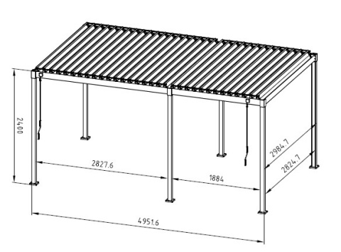Pergola Wolnostojąca Ogrodowa MIRADOR Solid 80 - 3 x 5 m Antracyt