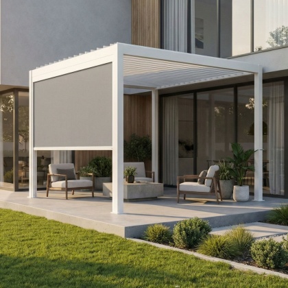 Roleta przeciwsłoneczna opuszczana 3M - Pergola tarasowa MIRADOR Delux i Premium 111 - Biała