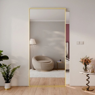 Drzwi Aluminiowe Złote Przesuwne z Ukrytym Systemem Przesuwnym LUSTRO MODI 2