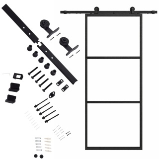 Drzwi Przesuwne Szklane THARO Loft Aluminiowe Slim czarne 100×210 cm Zestaw od ręki
