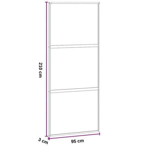 Wysokość i wymiary boczne drzwi loftowych THARO 95x210 cm