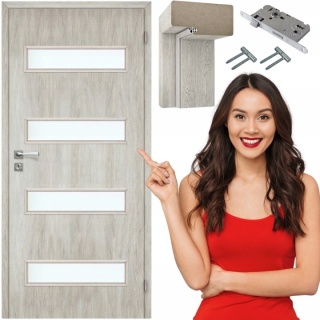 Drzwi wewnętrzne Pokojowe Szare z Ościeżnicą Milano 90cm Zestaw OD RĘKI